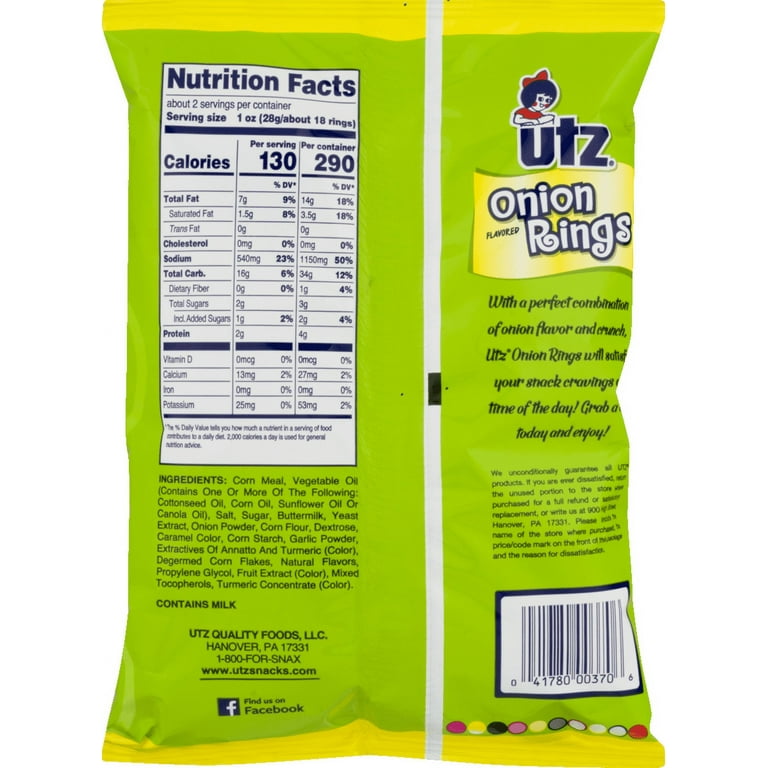Utz Original Onion Rings, Crunchy Onion Snack, 6-Pack, 2.125