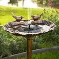 thumbnail image 2 of Water Fountain and Birdbath Solar Powered Polyresin Vintage Bronze/Green Outdoor Pond Fountain Combo Set Freestanding Bird Feeders for Garden Patio Deck or Yard, 2 of 6