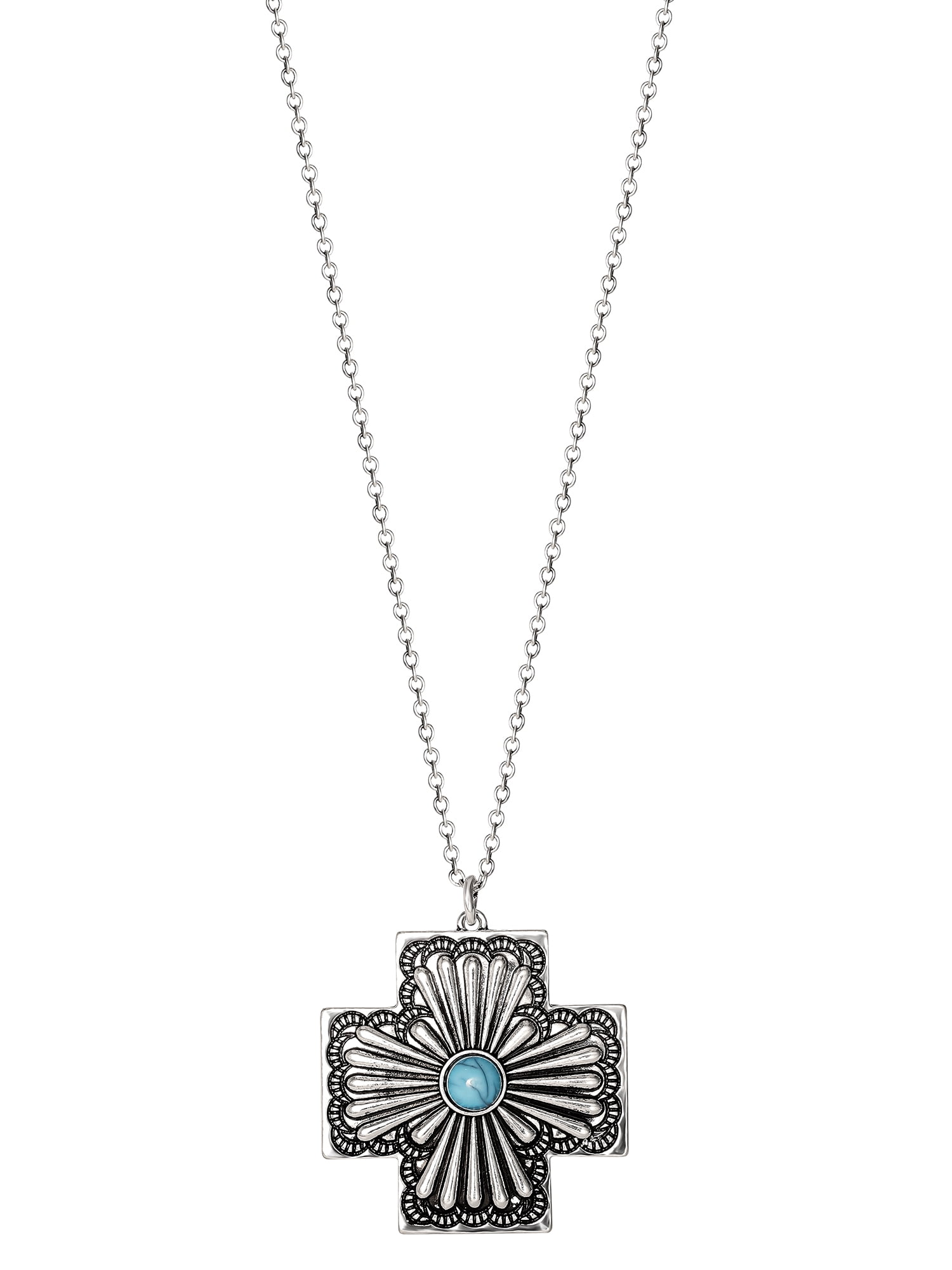 Jessica Simpson Faux Turquoise Stone Cross Necklace