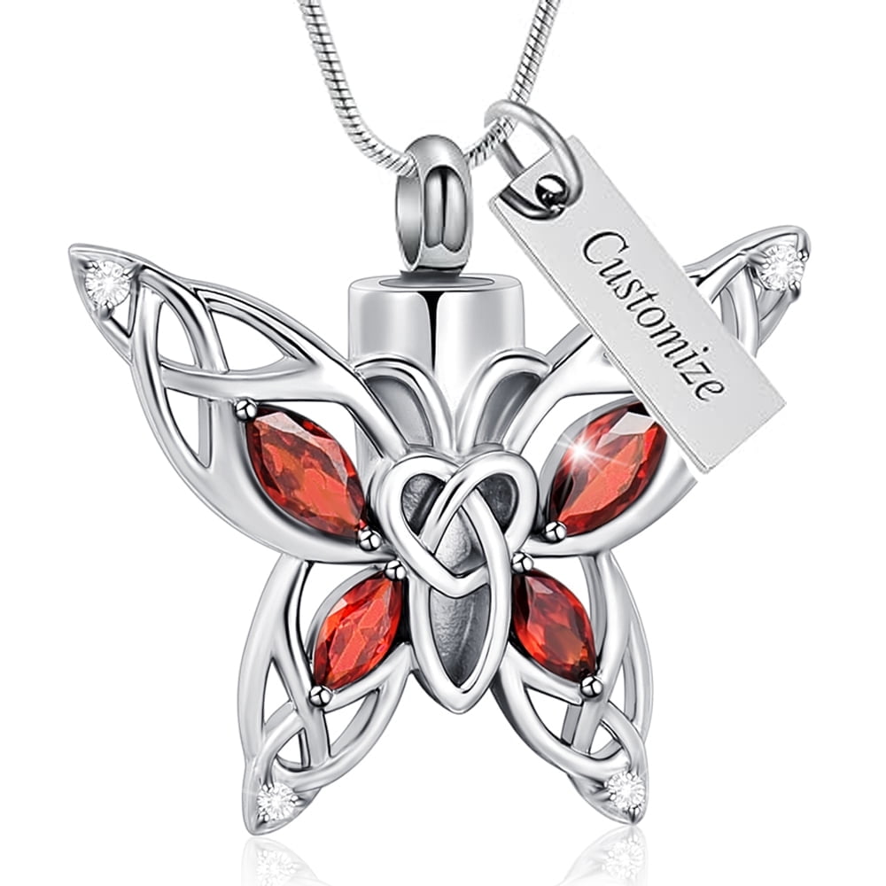 Butterfly Urn Necklaces for Ashes Crystal Urn Jewelry for Human Pet Cremation Jewelry Stainless Steel Ash Pendant Memorial Necklace Keepsake Jewelry with Fill Tool