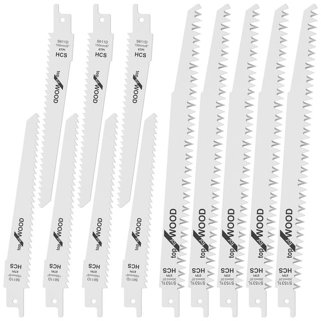 12Pcs Reciprocating Saw Blade 6/9 Inch Sharp Fast Cutting Saw Blade Woodworking Tool for Cutting Wood