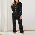 thumbnail image 3 of Kll Black Poker Print Women'S Long Sleeve Pajamas With Pants Sleepwear Loungewear 2 Set-Large, 3 of 9