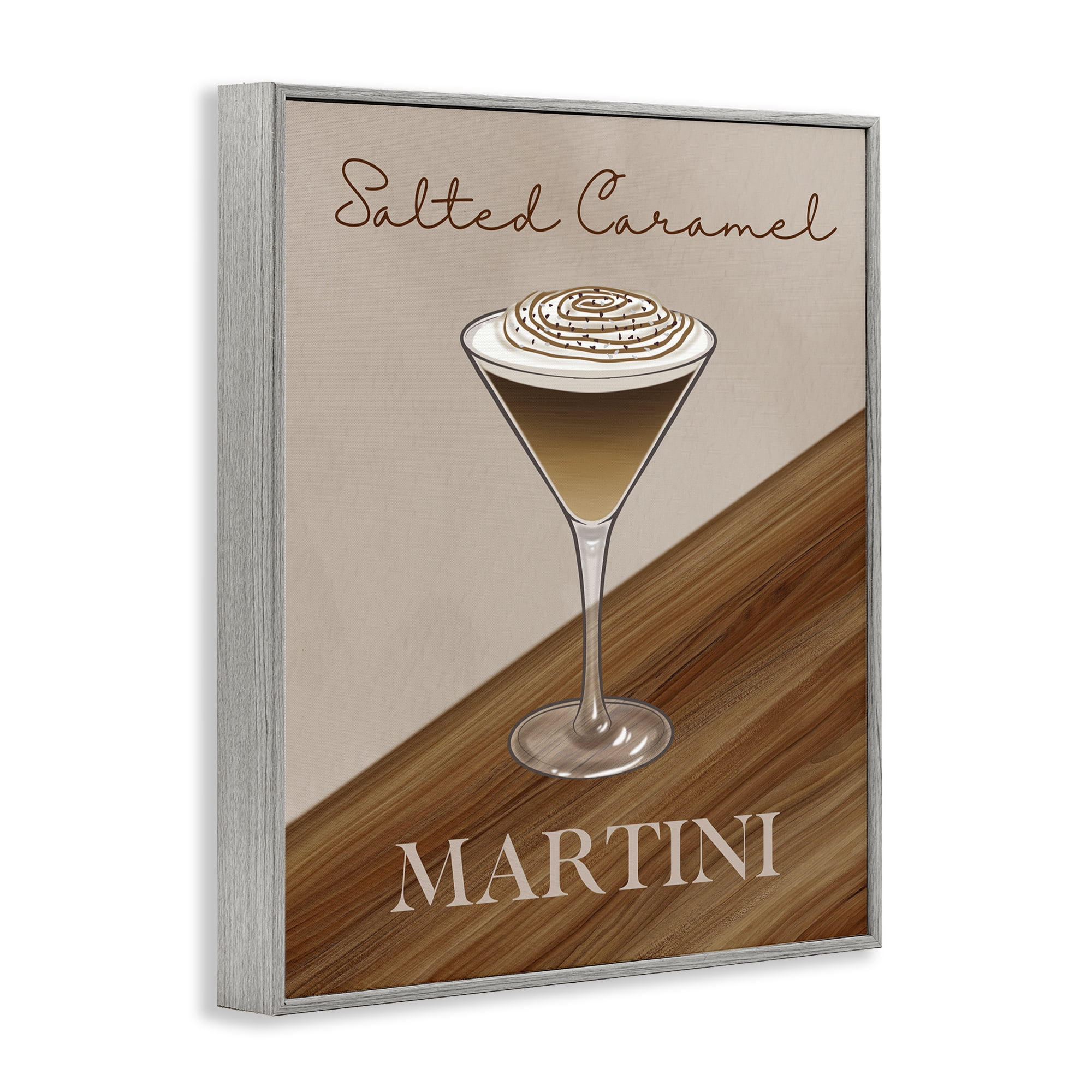 Stupell Industries Salted Caramel Martini Gray Framed Giclee Art, design by Marcus Prime