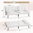 thumbnail image 7 of Vineego Modern Faux Leather Couch Convertible Folding Futon Sofa Bed with 2 Cup Holders,White, 7 of 7