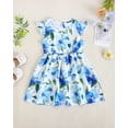 thumbnail image 6 of KIMI BEAR 3T Toddler Girls Summer Dress 4T Toddler Sundress Sleeveless Halter A-line Dress Striped Floral Dress One-piece Overalls 3 Packs Blue, 6 of 9