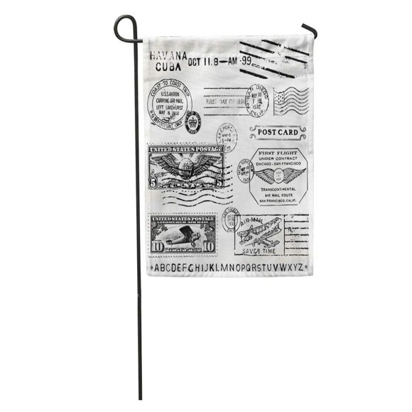 POGLIP Cuba Retro Air Mail Stamps Great for Vintage Designs Postage USA Plane Garden Flag Decorative Flag House Banner 28x40 inch