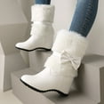 thumbnail image 6 of Women's Boot Furry Fluffy Short Snow Boot Mid-Calf Boots Warm Comfortable Outdoor Flat Shoes,Color:White,Size:6, 6 of 7