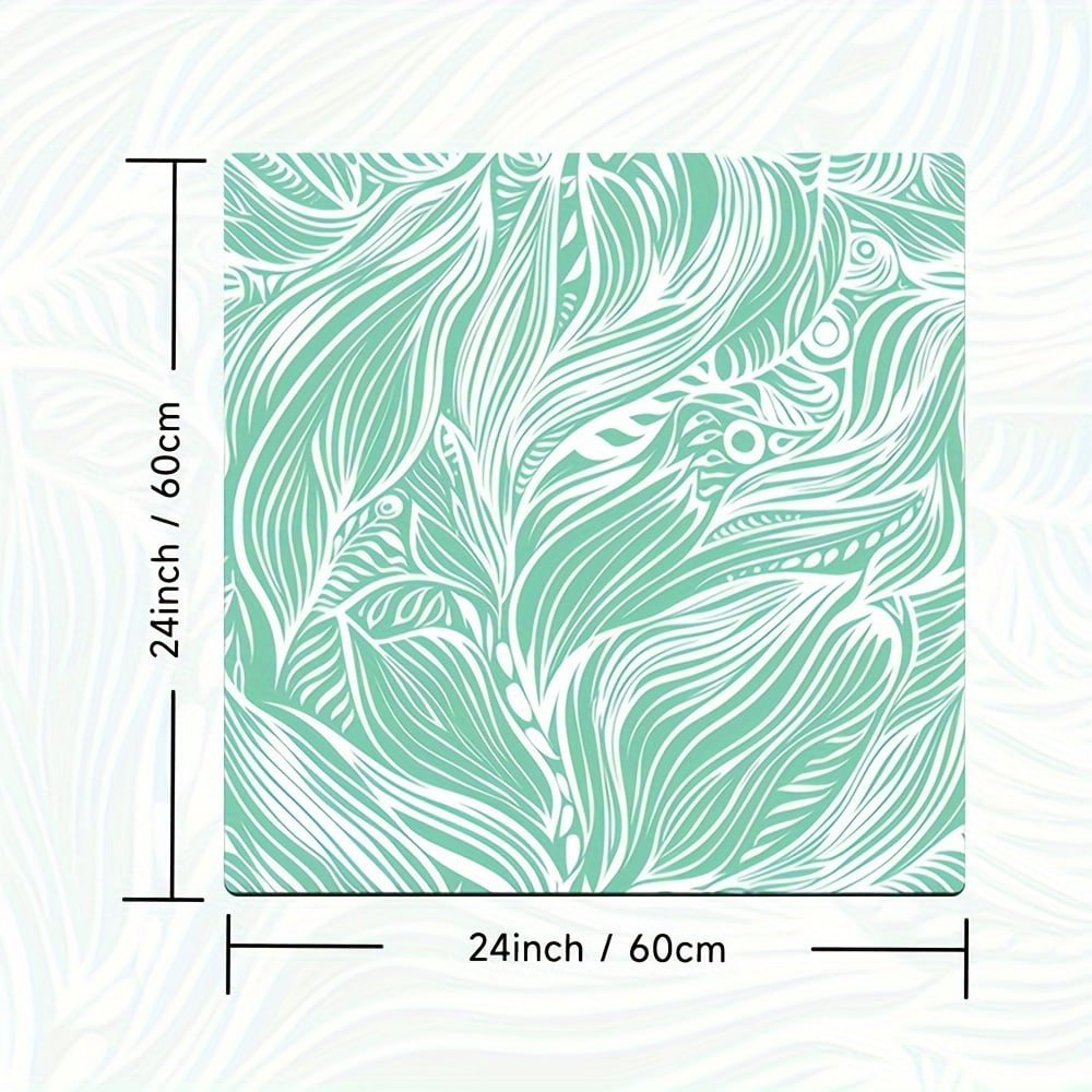 Seamless Botanical Pattern In Ombre Colors With Turquoise Elements Light Green And White Pattern, Washer And Dryer Top Protection Mat, Washing Machine Dust Cover Mat, Kitchen Accessories, Non-Slip
