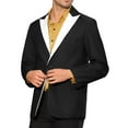 thumbnail image 4 of INSPIRE CHIC Business Sports Coats for Men's Peak Lapel Classic Single Breasted Suit Jackets M Black, 4 of 5