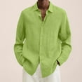 thumbnail image 2 of Chemise à Manches Longues en Coton Lin Uni Ample Col Rabattu, 2 of 6