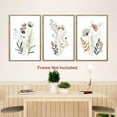 thumbnail image 3 of Hieng Navy Blue Wall Art Canvas Abstract Floral Painting Blue and Gray Posters Watercolor Flower Decor Wildflower Pictures Botanical Prints for Living Room Bedroom Bathroom 3 Pcs, 3 of 6