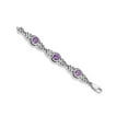 thumbnail image 2 of Gem & Harmony 5.25 Carat (Ctw) Amethyst Sterling Silver Rhodium Plated Bracelet for Women, 2 of 4