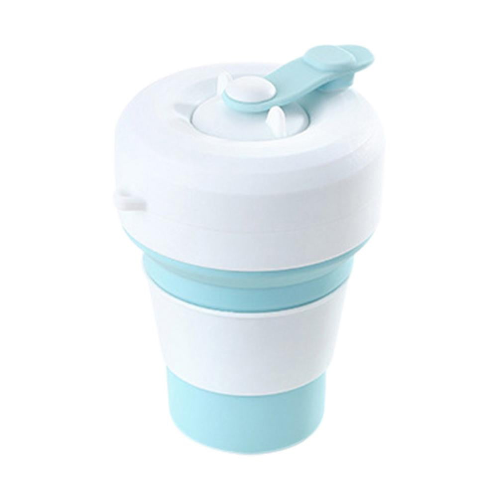 Silicone Collapsible Tea Cup Foldable Travel Mug With Straw Portable Outdoor Beverage Cup Drop