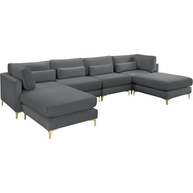 Meridian Furniture Julia Gray Velvet Modular Sectional