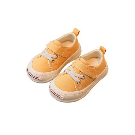 

Gomelly Children Canvas Sneakers Comfort Flats Hook And Loop Casual Shoes Lightweight Walking Shoe Boys Girls Kids Yellow 4.5C
