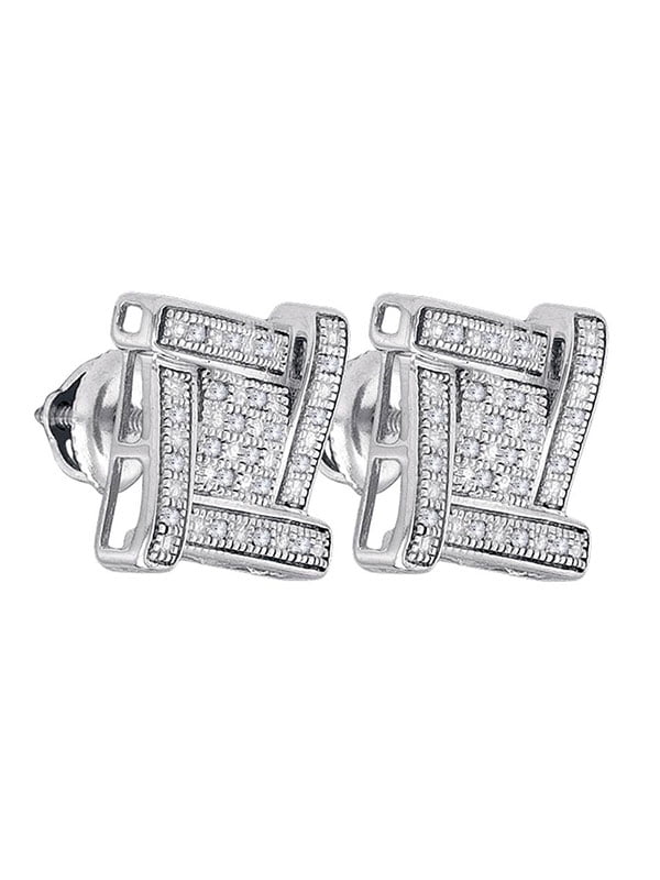 Sterling Silver Mens Round Diamond Square Cluster Ring 1//8 Cttw