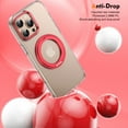 thumbnail image 3 of ELEHOLD For iPhone 16 Pro Case, Ice-Feeling Clear Magnetic Shockproof Case, Mag Safe Compatible, with 360° Rotable Ring Stand, Lens&Screen Protection, Non-Yellowing, Red, 3 of 13