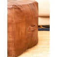 thumbnail image 3 of Handmade Eco-Friendly Geometric Leather Pouf Brown Color Square 18" x 18" x 18" Buffalo Leather Pouf For Living Room, Bedroom Seating, Patio WABBBACPF25SC04C, 3 of 6