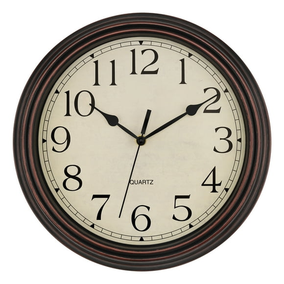 Foxtop 14 inch Retro Silent Wall Clock - Bronze Vintage Decor for Living Room Kitchen Home Office