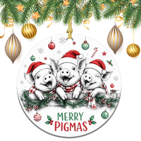 KuphiL10C Pig Christmas Ornament 2026, Merry Pigmas Ornaments, Ceramic Christmas Baubles, Christmas Gifts, Pig Lover Gifts, Pig Bauble Keepsakes