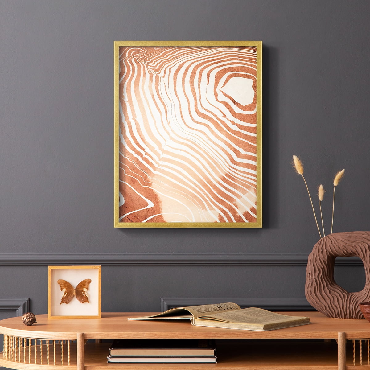 Wood Grain Suminagashi II Framed Print - Solid Wood in Single Picture Frame Solid Wood 2 Framed Print