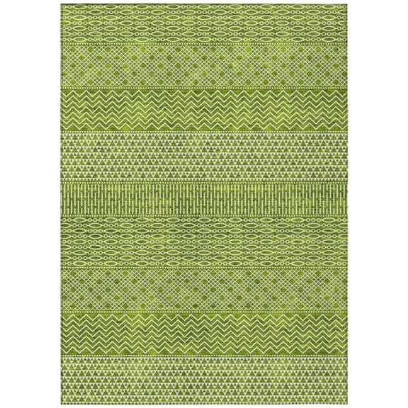 HomeRoots 612274 3 x 5 ft. Lime Green & Ivory Chevron Washable Indoor & Outdoor Rectangle Area Rug