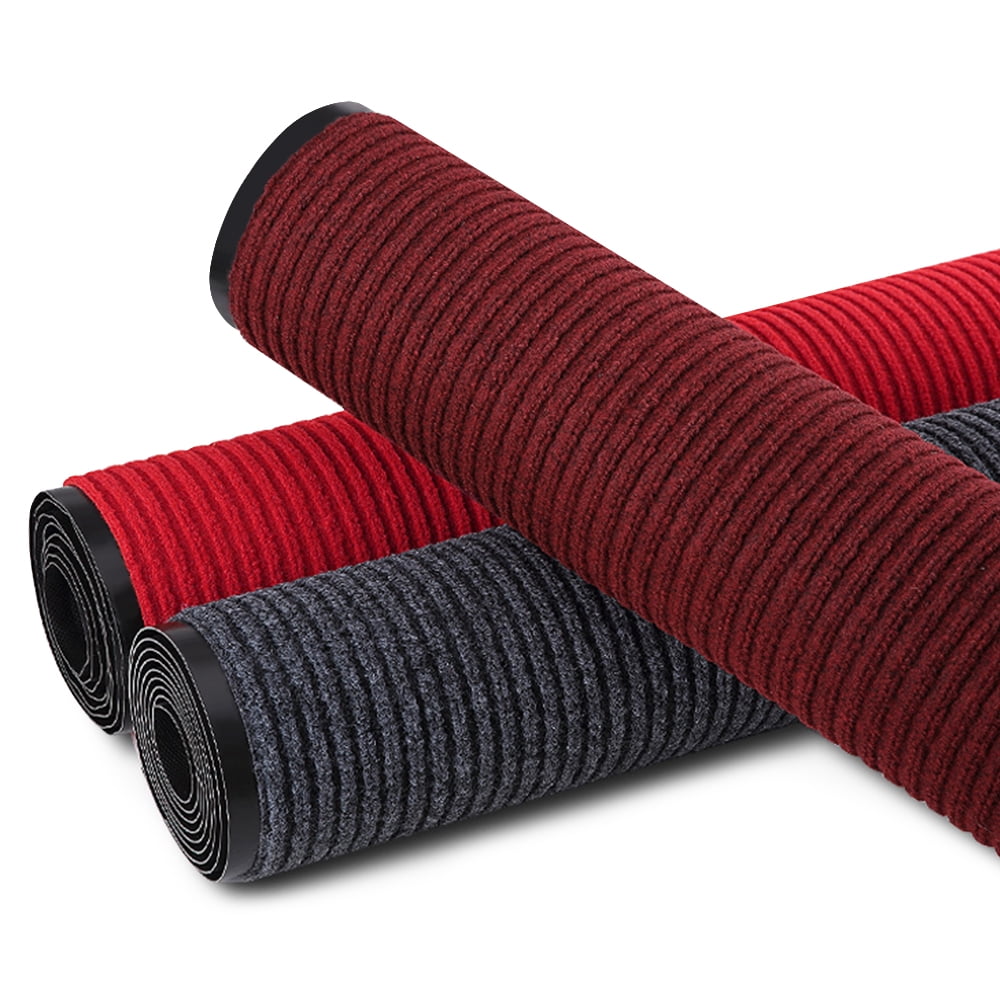 ANMINY Front Doormat Entrance Shoe Mat Waterproof PVC Non Slip Rug Outdoor Indoor,16"x24" Burgundy