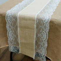 BalsaCircle 14" x 108" Natural Brown Burlap Table Runner Lace Rustic Party Linens Decorations