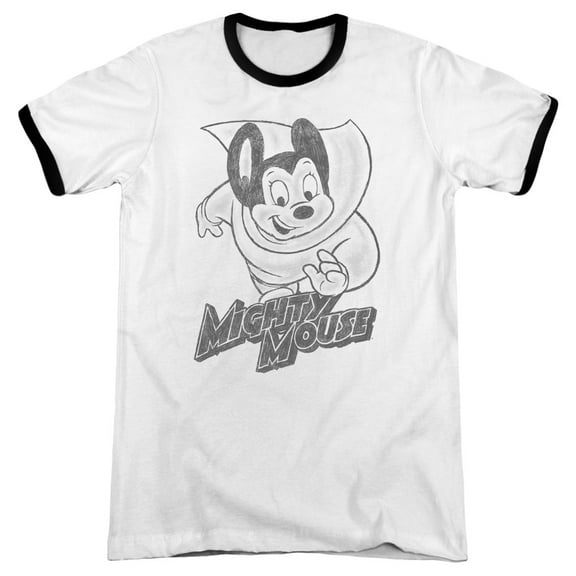 Mighty Mouse Mighty Sketch Adult Ringer White Black