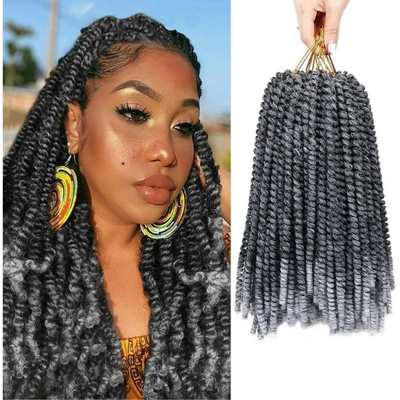 shiyou-2 Pack Spring Twist Braiding Hair 12 Inch Spring Twist Hair for Faux Locs Butterfly locs Bomb Twist Hair Synthetic Fiber Fluffy Twist Crochet Hair for Women (1B/Gray#)