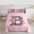 thumbnail image 2 of Homewish Leopard Print Letter Queen Comforter Set, Ribbon Monogrammed B Bedding Sets, Hippie Mandala Damask Reversible Bedding Comforter Set, Luxury Bedroom Decor, 3-Piece, 2 of 8