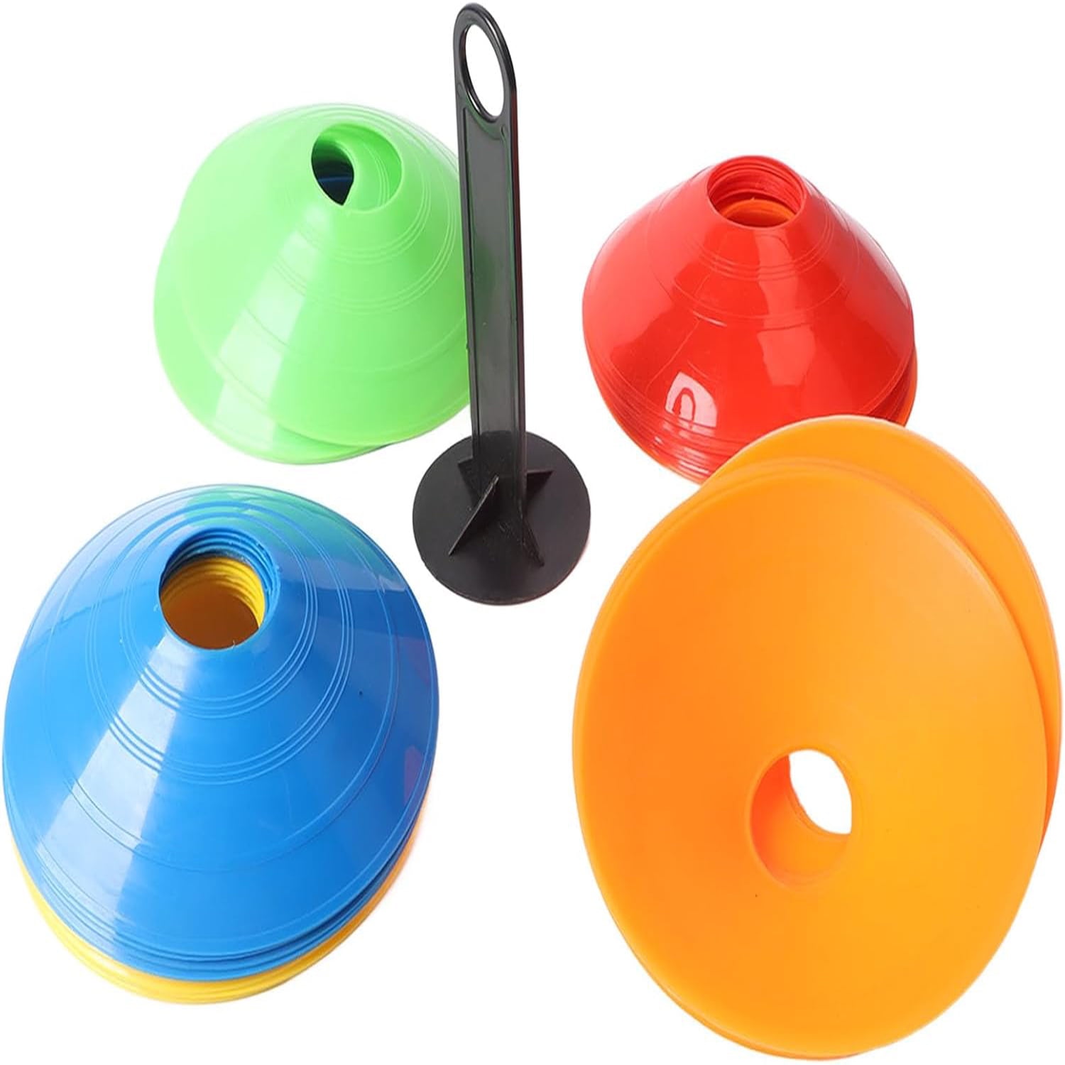 50-Pack Soccer Training Cones with Carry Bag & Holder – Agility Disc Cones for Football Drills, Sports Practice & Fitness
