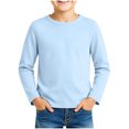 thumbnail image 4 of OGLCCG Long Sleeve Shirts for Girls Plain Crew Neck Stretchy Basic Layering Tops Lightweight Fall Winter Outfits Size 1-13 Years, 4 of 8