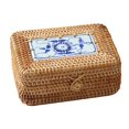 thumbnail image 1 of Rattan Woven Storage Box with Lid Handmade Jewelry Boxes Makeup Organizer Wooden for Sundries Tea Case Containers Gift, 1 of 6