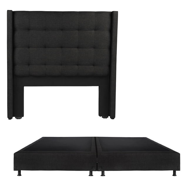 Box Base Cama King Size + Cabecera Titan Negro