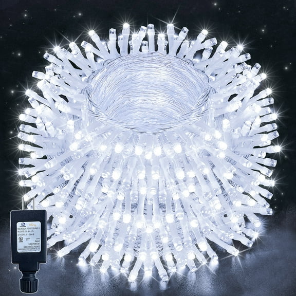 Ollny 164ft 500 LED Christmas String Lights, 8 Lighting Modes 3 Timing Waterproof Indoor Outdoor Christmas Lights for Holiday Decorations, White
