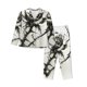 thumbnail image 1 of Balery Black And White Rose Conjunto de Pijama con Estampado para Mujer, Conjunto de Dos Piezas con Manga Larga, Ropa de Dormir Suave con Bolsillos, Pijamas Cómodos-Large, 1 of 7