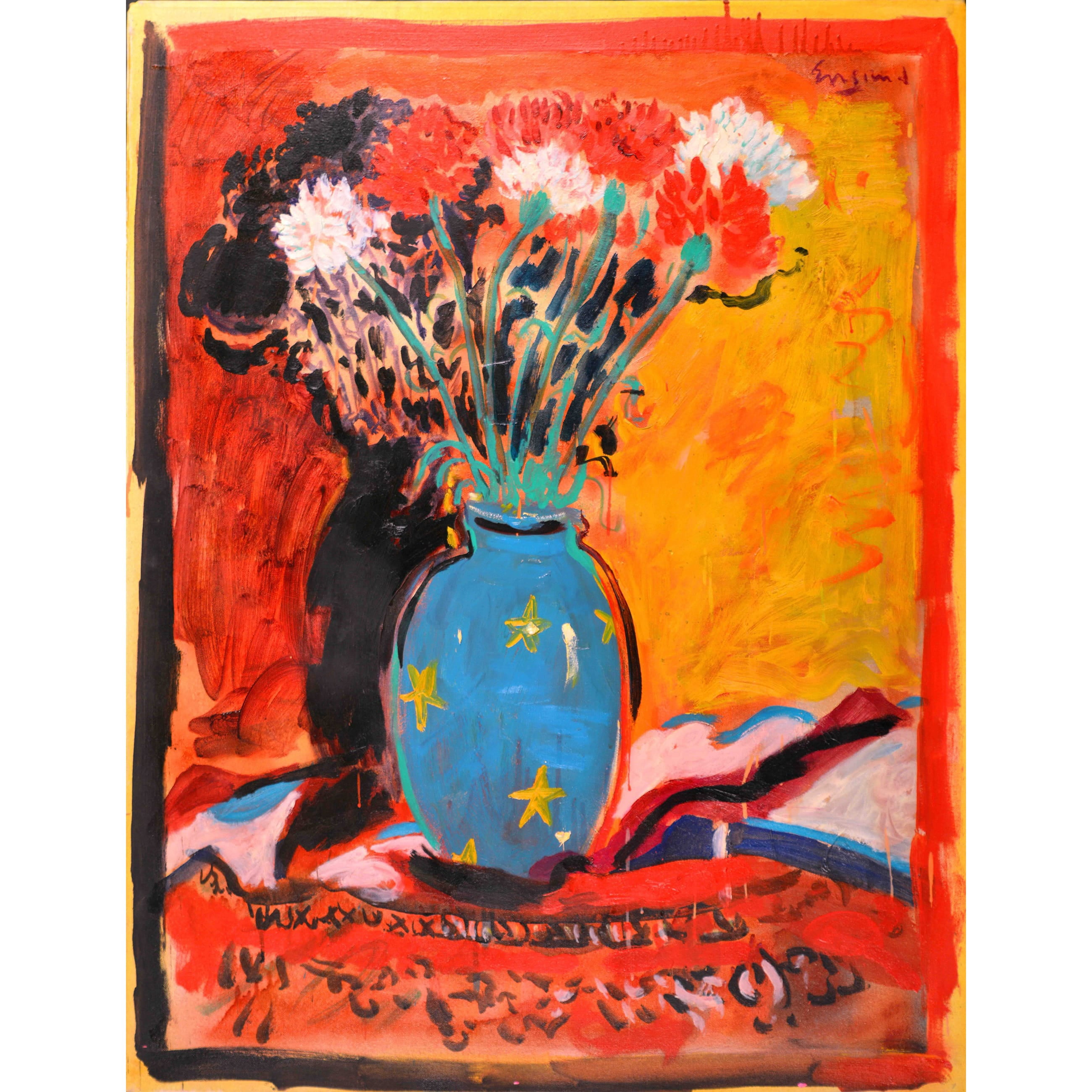 Marmont Hill "Blue Vase" by Wayne Ensrud Painting Print on Canvas