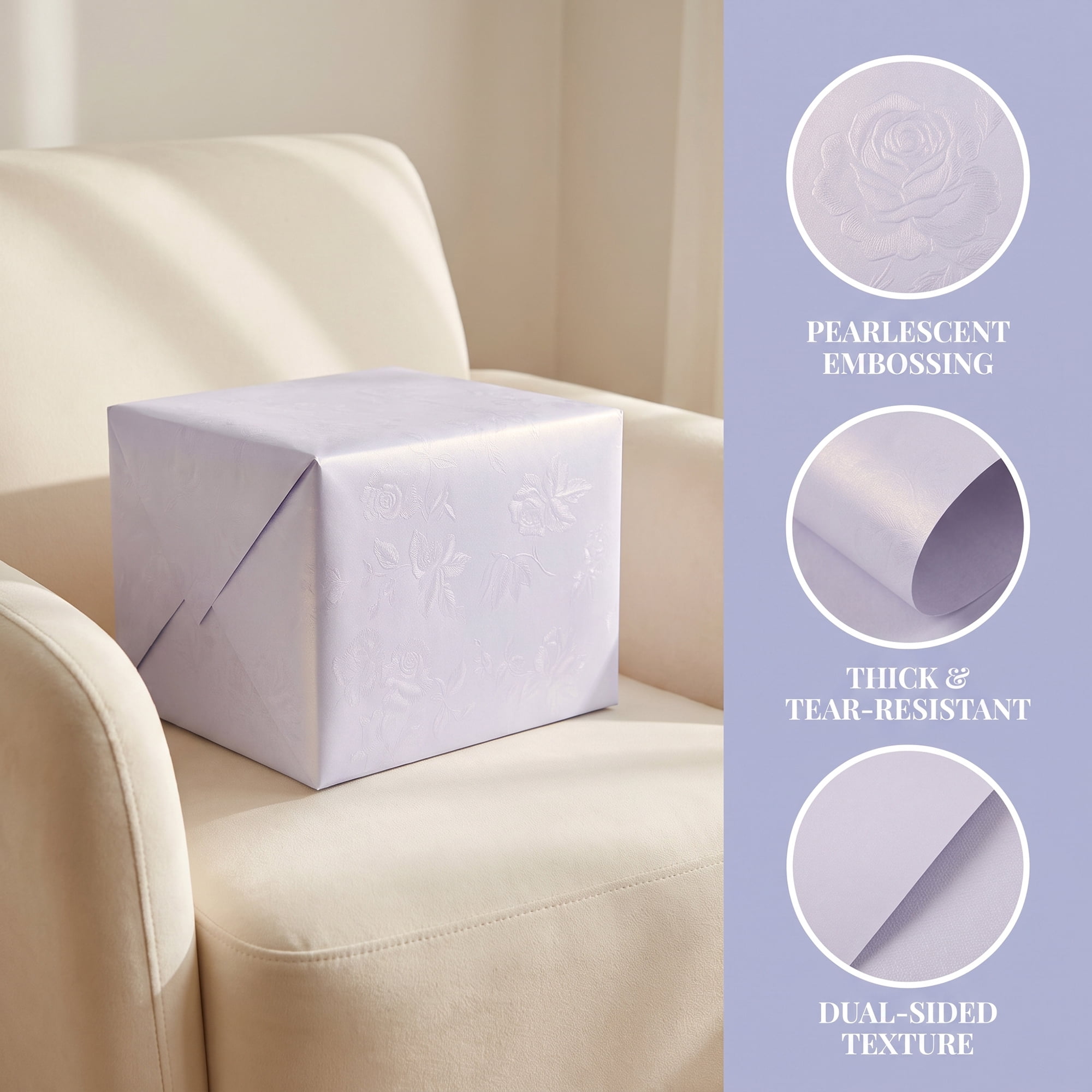 Unique Bargains Luxury Matte Gift Wrapping Paper with Rose Pattern White 27.6" x 19.7"