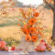 Cheapark Halloween Fall Decorations For Home, Artificial Pumpkin Maple Leaf Tree Tabletop Decor, Fall Tree With Lights For Fall Thanksgiving Home Indoor Decor