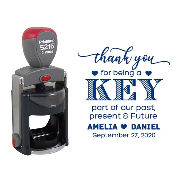 Printtoo Personalized Blue Self Inking Opner Favor Custom Stamper Thank You For Being A Key Round Heavy Duty Stamp-45 mm