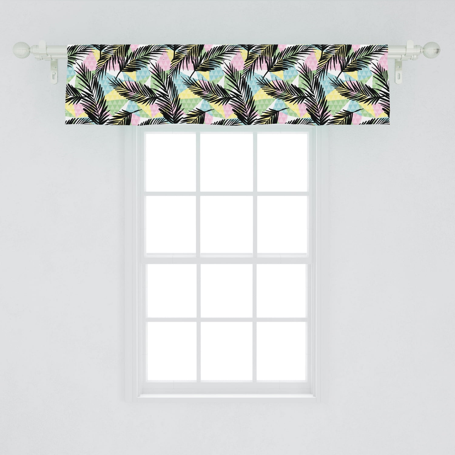 Colorful Window Valance, Exotic Nature Pattern With Palm Leaves And 