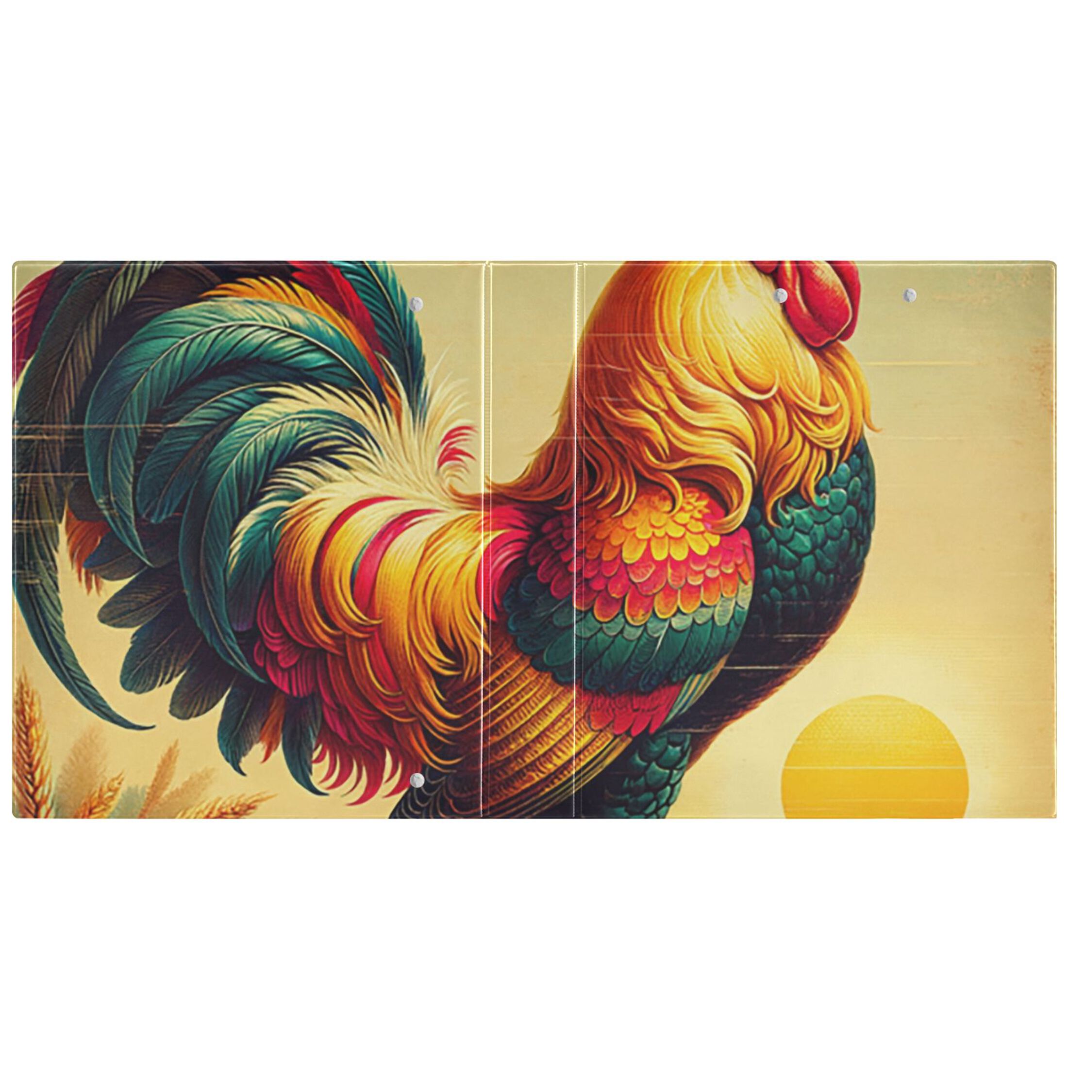 Retro Rooster 3 Ring Binders 1.5 inch Hardcover File Folders with Interior Pockets A4 Size Organizer for School Office Hospital