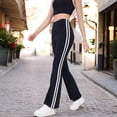 thumbnail image 3 of High Waist Flare Legging Pants with Side Stripes- Medium, Black, 3 of 5