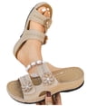 thumbnail image 7 of Hurxie Wedge Sandals for Women Dressy: Comfortable Walking Summer Low Platform Ankle Strap Open Toe Casual Dressy Women Flat Sandal Beige 9.5, 7 of 7