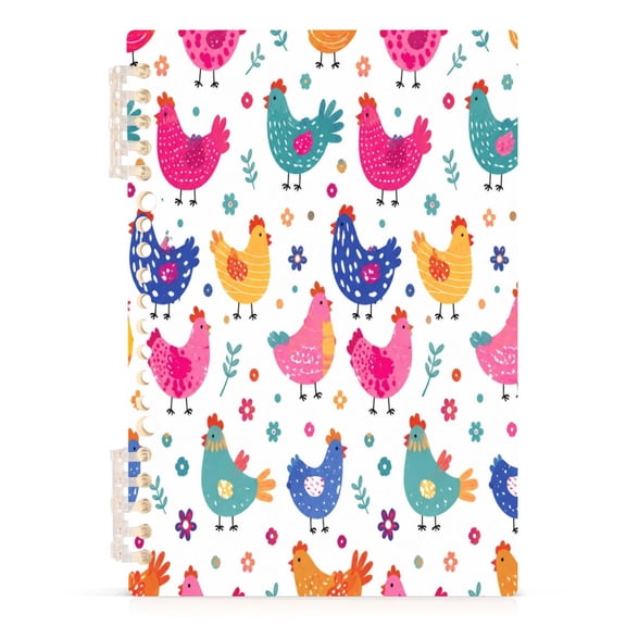 A5 Spiral Notebook 60 Sheets 80gsm Paper Ruled Journal Colorful Chicken Pattern