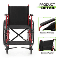 thumbnail image 3 of Magshion *FDA APPROVED* Transport Wheelchair with Flip Back Armrests & Swing-Away Footrests, Folding Transport Chair with 24" Rear Wheels, 300lbs Weight Capacity, Red, 3 of 14
