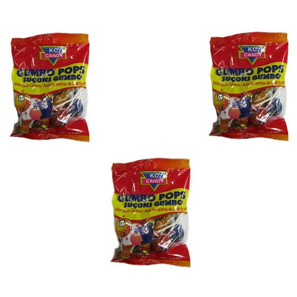 KC Candy- Gumbo Pops avec des Centres de Gomme (Pack de 3)