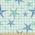 thumbnail image 2 of Ambesonne Starfish Fabric by the Yard Upholstery, Nautical Theme Starfish, 10 Yards, Almond Green Azure Blue, 2 of 5