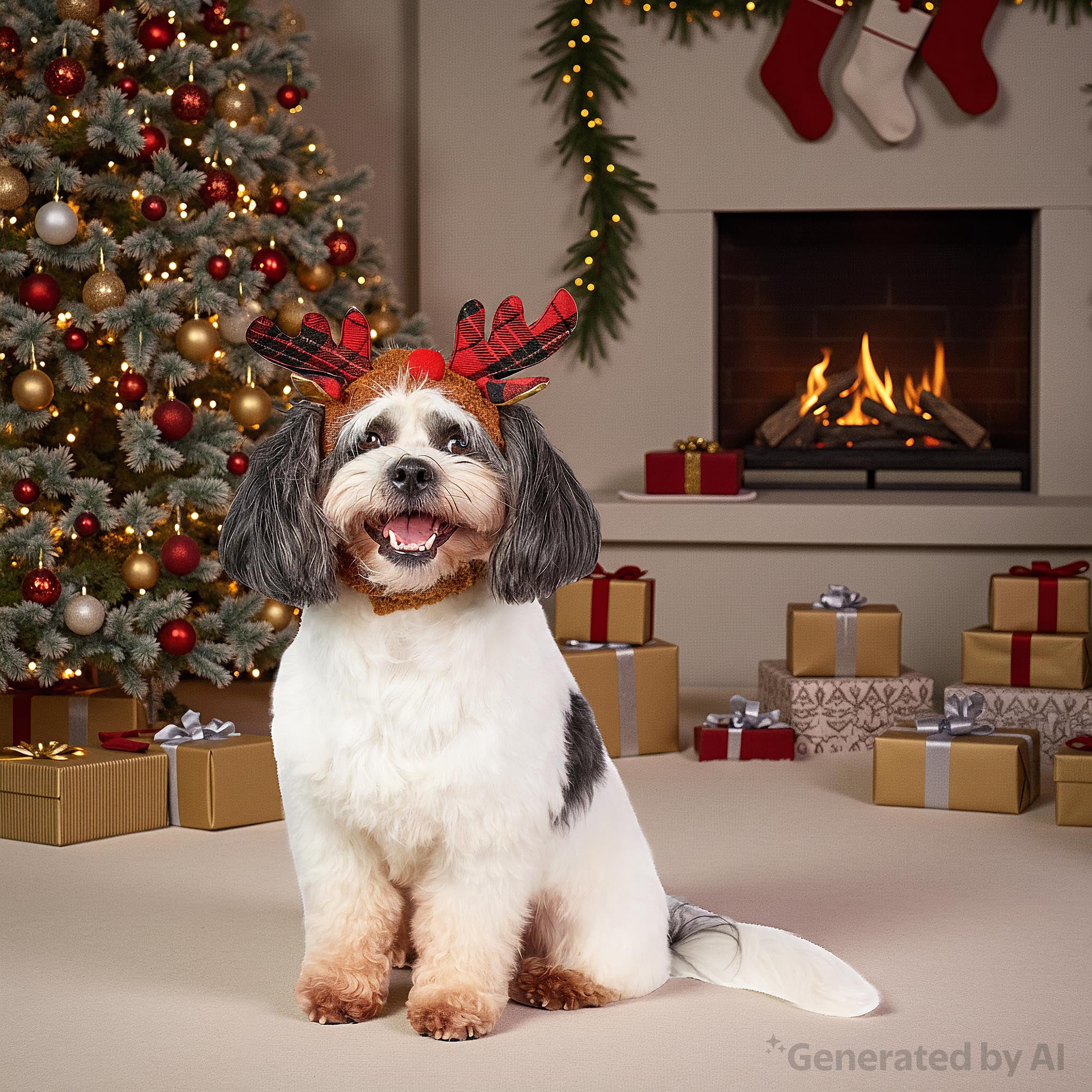 Vibrant Life Holiday Pet Reindeer Antlers Hat for Cats and Dogs, Brown, Extra Small/Small